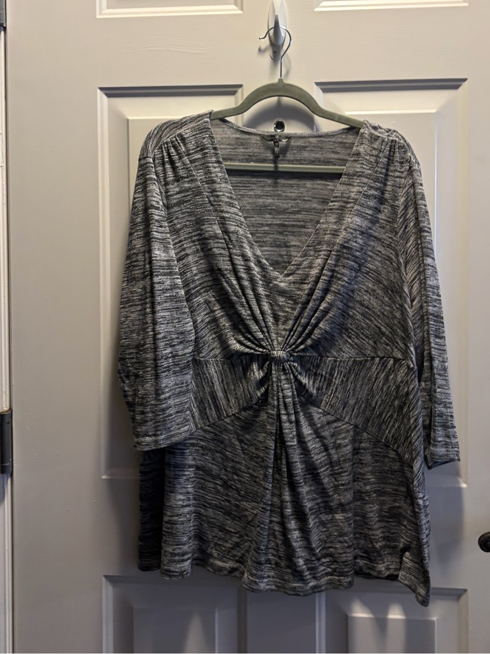 Daisy Fuentes Heather Gray Twist-Front V-Neck Tunic